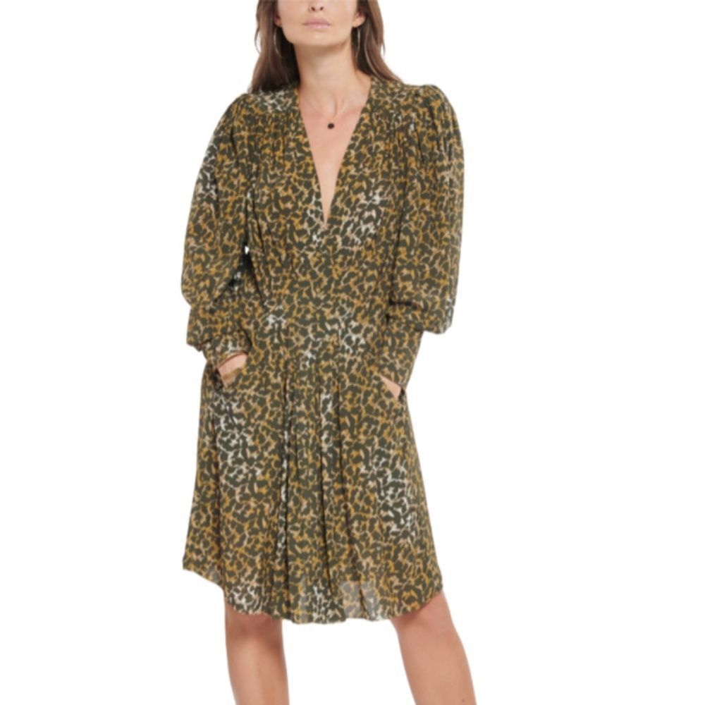 Isabel Marant Étoile‎ Arone Long-Sleeve Abstract-Print Dress Size 34 EU - 2 US